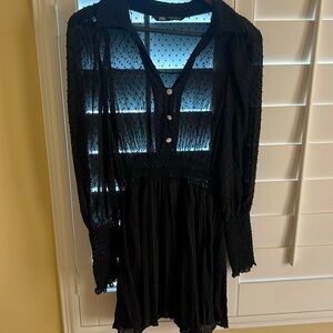 NWOT ZARA black dress with shiny button detail